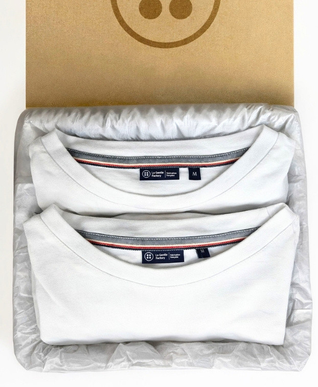 Coffret 2 Tee-shirts Isao en maille milano écrus made in France - La Gentle Factory