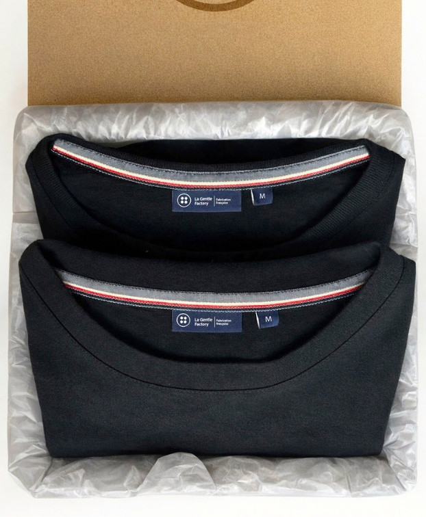 Coffret 2 Tee-shirts Isao en maille milano noir made in France - La Gentle Factory