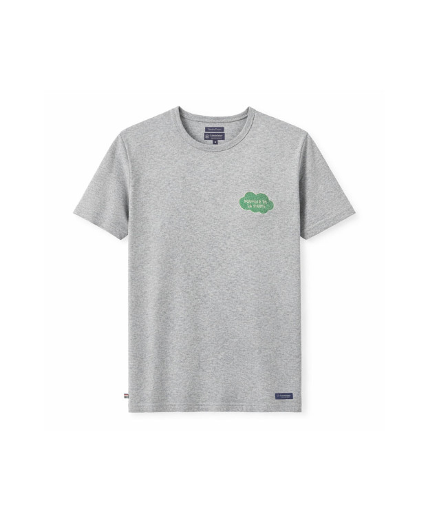 T-shirt homme made in France gris Barthélémien brodé pouvoir de la sieste en coton recyclé