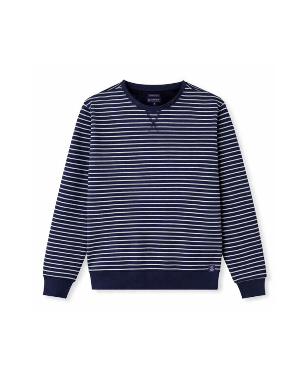 Sweat Homme Made In France Recyclé Paul Bleu Rayé - La Gentle Factory