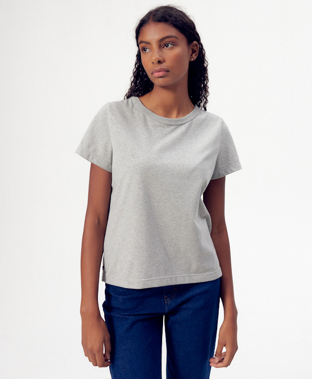T Shirt Made In France Femme Recyclé Gris Augustine - La Gentle Factory