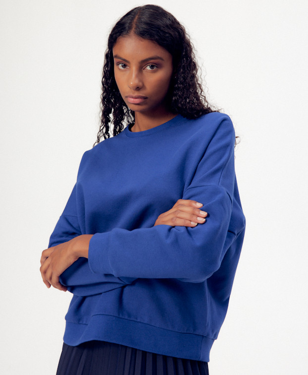 Sweat Femme Made In France Coton Bio Hélène Bleu - La Gentle Factory