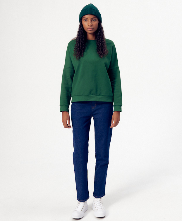 Sweat Femme Made In France Coton Bio Hélène Vert - La Gentle Factory Sweat Femme Made In France Coton Bio Hélène Vert - La Gentle Factory