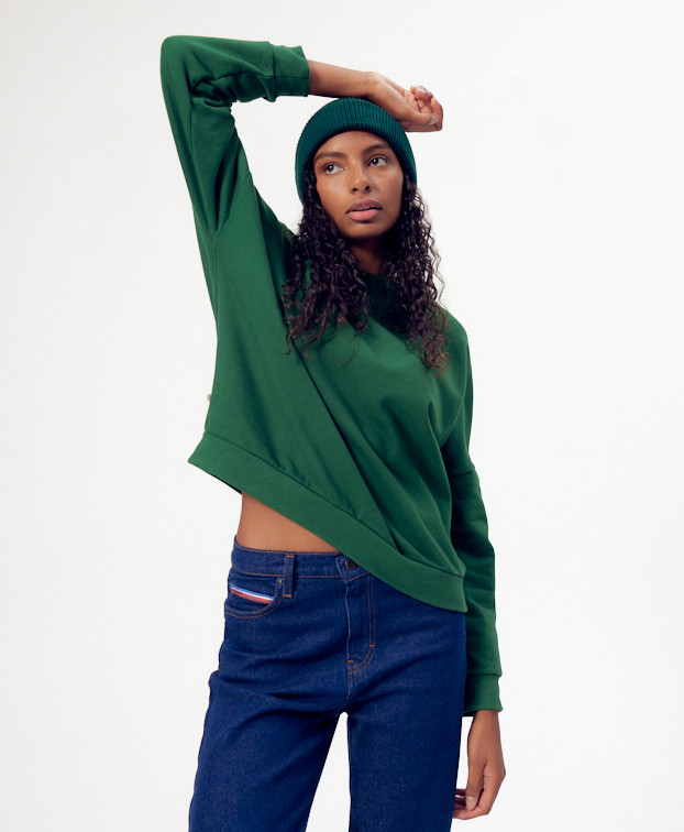 Sweat Femme Made In France Coton Bio Hélène Vert - La Gentle Factory Sweat Femme Made In France Coton Bio Hélène Vert - La Gentle Factory