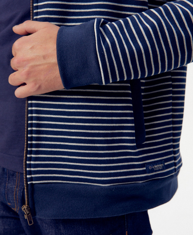 Sweat Made In France Recyclé & Zippé Pedro Bleu Rayé- La Gentle Factory Sweat Made In France Recyclé & Zippé Pedro Bleu Rayé- La Gentle Factory