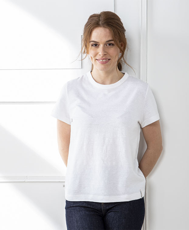 T Shirt Femme Coton Bio & Made in France Colberte Ecru - La Gentle Factory